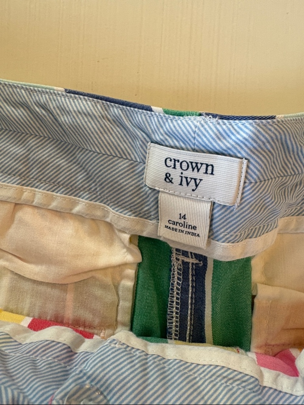 crown & ivy Multicolor Vertical Stripe Cotton Shorts - Bright Summer Palette - Picture 2 of 5